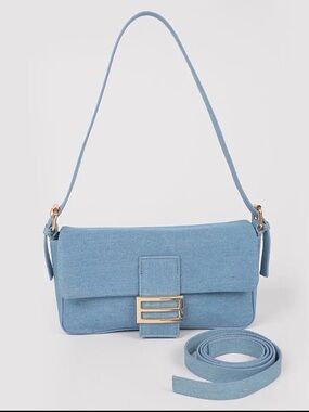 ShopEvelynne Powder Blue Shoulder Bag with Gold Buckle